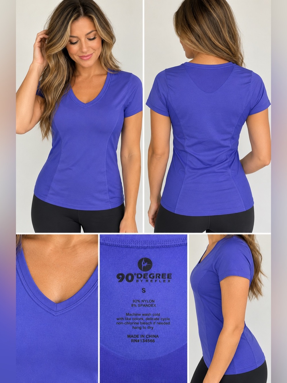 90 Degree by Reflex Women's V-Neck Athletic Top — Royal Blue